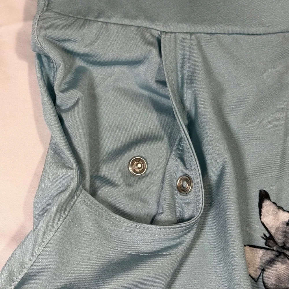Jamie Sadock Blue Butterfly Floral Golf Skort SZ 6 Activewear Skirt snap pockets